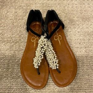 Jessica Simpson Black Pearly Sandals.